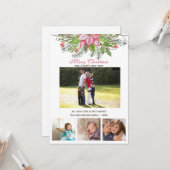 Carte Aquarelle Poinsettia 4 Collage Multiphoto (Devant/Arrière en situation)