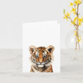 Carte Aquarelle Portrait d'un petit tigre (Fleur jaune)
