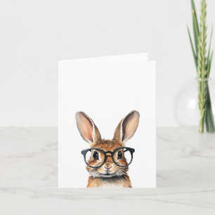 Carte Aquarelle Portrait Joli Lapin Avec Verres