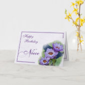 Carte Aquarelle Purple Pond Lilies Niece Anniversaire (Fleur jaune)