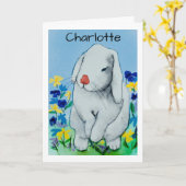 Carte Aquarelle Rabbit (Fleur jaune)