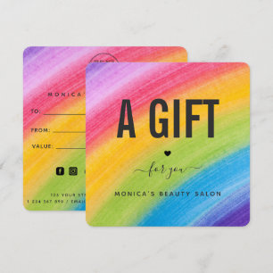 Carte Aquarelle Rainbow Brushstroke Beauté Salon tendanc