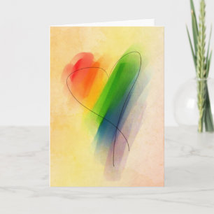Carte Aquarelle Rainbow Heart