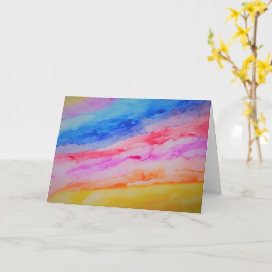 Carte Aquarelle Rainbow personnalisable (Fleur jaune)