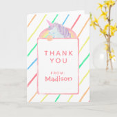 Carte Aquarelle Rainbow Unicorn Anniversaire | MERCI (Fleur jaune)