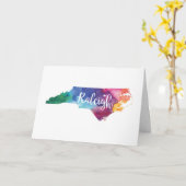 Carte Aquarelle Raleigh, Caroline du Nord (Fleur jaune)