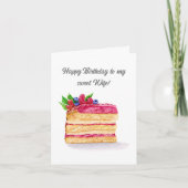 Carte Aquarelle Raspberry Cake Anniversaire femme (Devant)