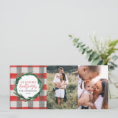 Carte Aquarelle + rayure photo de vacances de Noël (Debout devant)