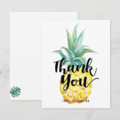 Carte Aquarelle Remerciements Ananas Plat (Devant / Derrière)