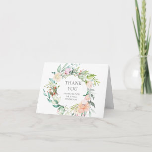 Carte Aquarelle Remerciements de Mariage Floral Végétal
