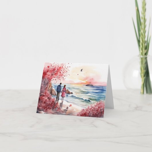 Carte Aquarelle Romantique (Devant)