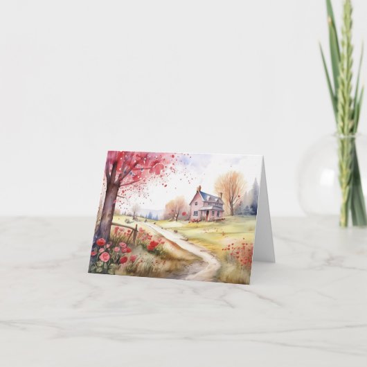 Carte Aquarelle romantique (Devant)