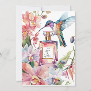 Carte aquarelle romantique colibri & orchidée