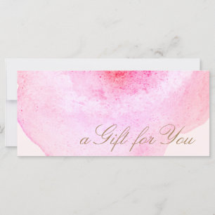 Carte Aquarelle rose Abstraite Certificat cadeau rose