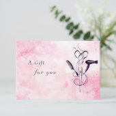 Carte Aquarelle rose Beauté Salon certificat cadeau (Debout devant)