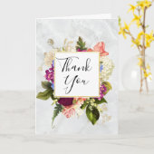 Carte Aquarelle rose & blanc moderne Merci floral (Fleur jaune)