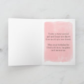 Carte Aquarelle rose Bonne 13ème anniversaire nièce (Intérieur)