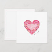 Carte Aquarelle rose Coeur Gem Love Note Romantique (Devant / Derrière)