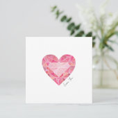 Carte Aquarelle rose Coeur Gem Love Note Romantique (Debout devant)
