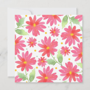Carte Aquarelle rose corail Motif marguerite 2