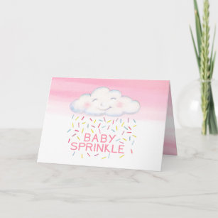 Carte Aquarelle rose de bébé nuage merci