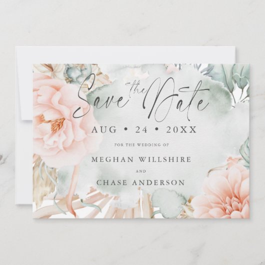 Carte Aquarelle Rose de corail Floral (Devant)