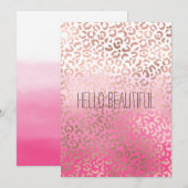 Carte Aquarelle rose Empreinte de léopard personnalisé (Devant / Derrière)