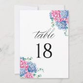 Carte Aquarelle rose et bleu Hydrangea Numéro de tableau (Devant)