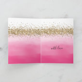 Carte Aquarelle rose Fille Ombre Parties scintillant or  (Intérieur)