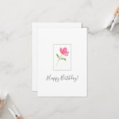 Carte Aquarelle rose Fleur 3 (Devant/Arrière en situation)