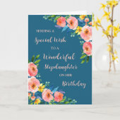 Carte Aquarelle rose Fleurs Stepgirl Anniversaire (Fleur jaune)