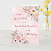 Carte Aquarelle rose Fleurs Stepsoeur Anniversaire (Fleur jaune)