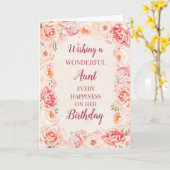 Carte Aquarelle rose Fleurs Tante Anniversaire (Fleur jaune)