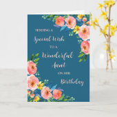 Carte Aquarelle rose Fleurs Tante Anniversaire (Fleur jaune)