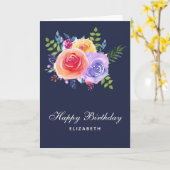Carte Aquarelle Rose Floral Bouquet Anniversaire (Fleur jaune)