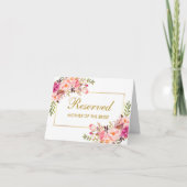 Carte Aquarelle rose Floral Mariage Nom réservé Place (Devant)