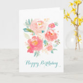 Carte Aquarelle rose florale Anniversaire Élégant (Fleur jaune)