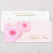 Carte Aquarelle rose florale Certificat cadeau rose (Devant / Derrière)