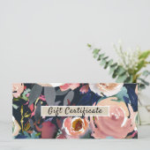 Carte Aquarelle rose foncé Certificat cadeau Floral (Debout devant)