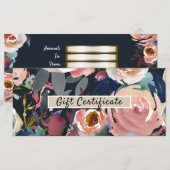 Carte Aquarelle rose foncé Certificat cadeau Floral (Devant / Derrière)