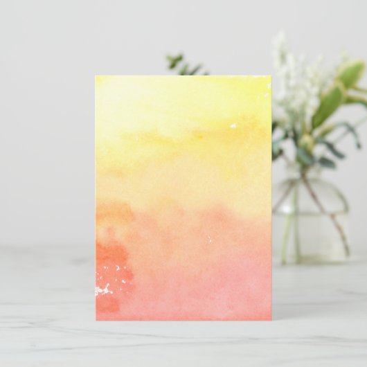 Carte Aquarelle rose jaune orange Aquarelle Art Peint (Debout devant)