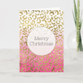 Carte Aquarelle rose léopard d'or (Devant)