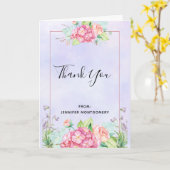 Carte Aquarelle rose moderne Bouquet de fleurs Merci (Fleur jaune)
