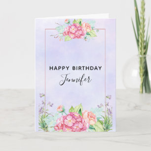 Carte Aquarelle rose moderne Bouquet floral Anniversaire