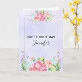 Carte Aquarelle rose moderne Bouquet floral Anniversaire (Fleur jaune)