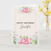 Carte Aquarelle rose moderne Bouquet floral Anniversaire (Fleur jaune)