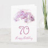Carte Aquarelle rose orchidée Floral 70e anniversaire (Devant)