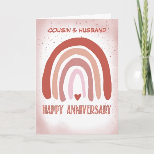 Carte Aquarelle rose pâle Anniversaire Arc-en-ciel (Devant)