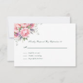 Carte Aquarelle rose pâle Floral Romantique Script RSVP (Devant)