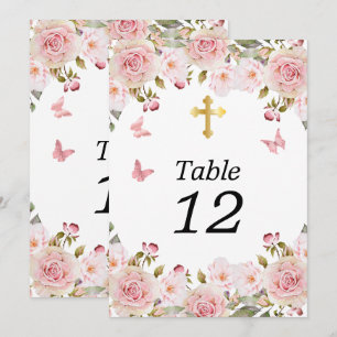 Carte Aquarelle rose Papillons floraux Tableau croisé No